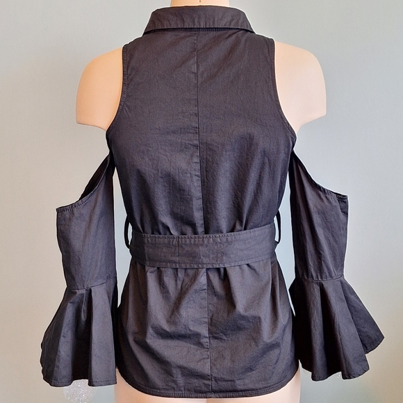 🅱️🅾️G🅾️ Shoulder cut off black cotton shirt - Picture 3 of 8